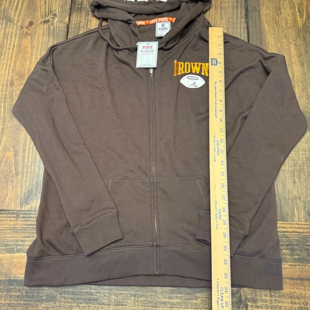 PINK Victoria's Secret NFL Cleveland Browns Zip Hoodie Womens S Brown Football‎ - Picture 7 of 10